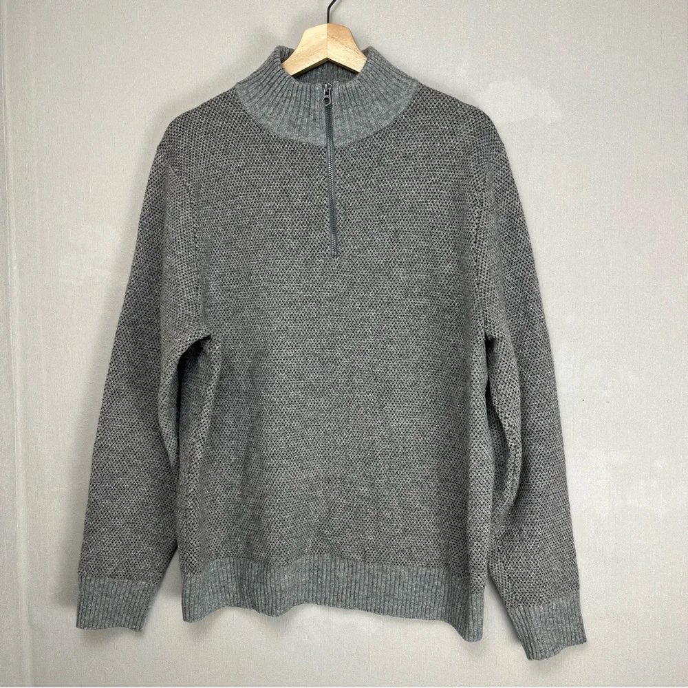 J. Crew‎ Rugged Merino Wool Blend 1/4 Zip High Neck Sweater Size Large